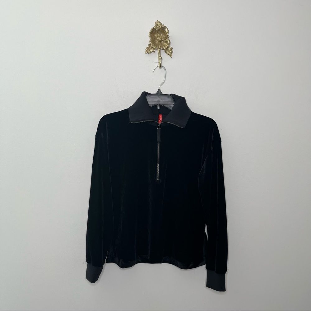 SPANX Black Velvet Quarter-Zip Pullover